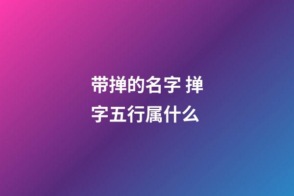 带掸的名字 掸字五行属什么